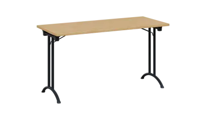 SLA 140 lak skládací jednací stůl 1394x600, deska 25 mm, podnož černý lak, deska javor horský